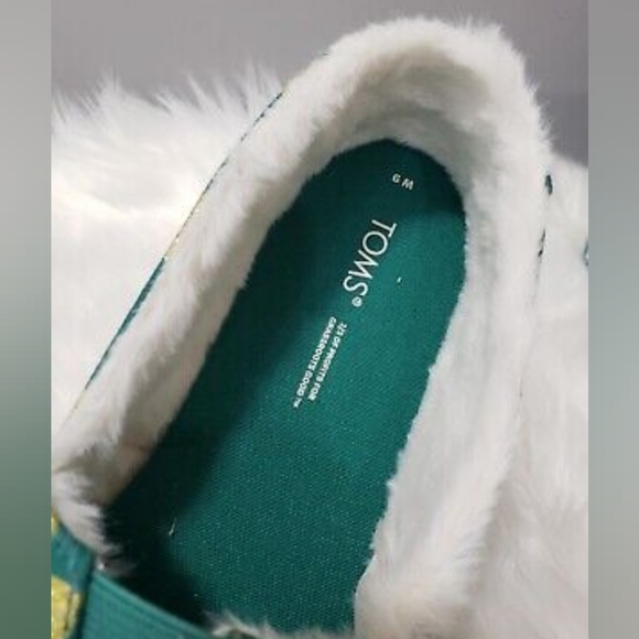 Christmas👣TOM'S 💛ALPARGATA Glitter Reindeer Sherpa Lined Espadrilles - Picture 9 of 12
